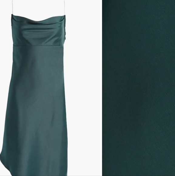WAYF Pick Me Up Satin Slip Dress Emerald Green L - Picture 5 of 10